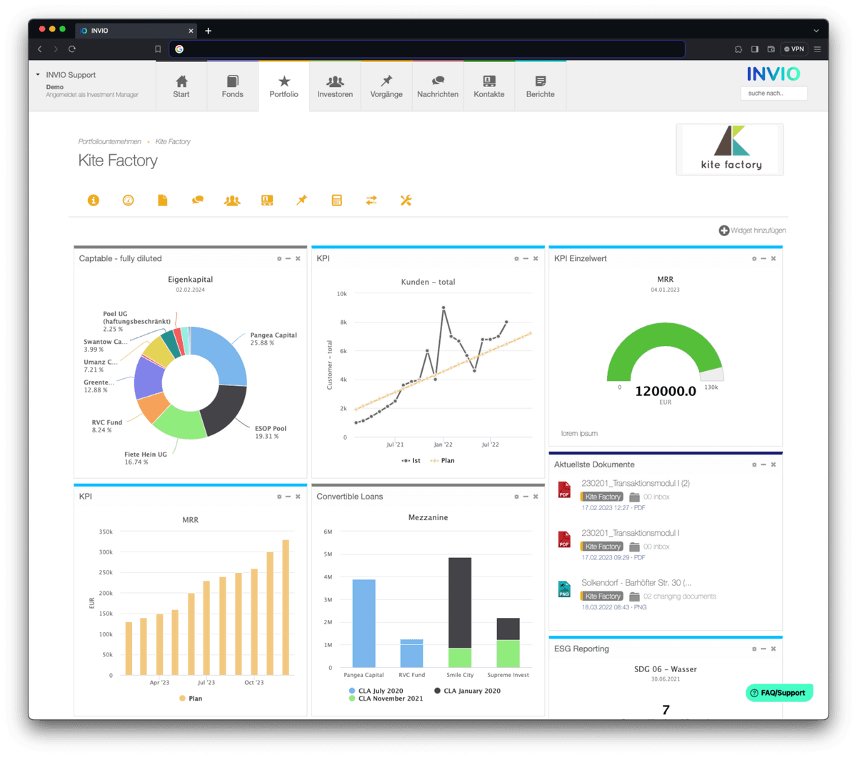 Invio Example Dashboard